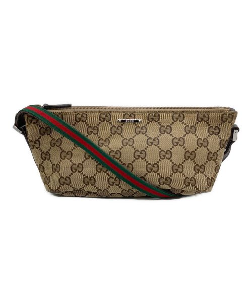 GUCCI（グッチ）GUCCI (グッチ) シェリーラインキャンバスポーチ ブラウンの古着・服飾アイテム