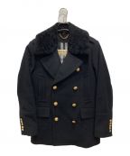 BURBERRYバーバリー）の古着「ファー付金釦Pコート／Military Pea Coat With Detachable Shearling Collar」｜ブラック