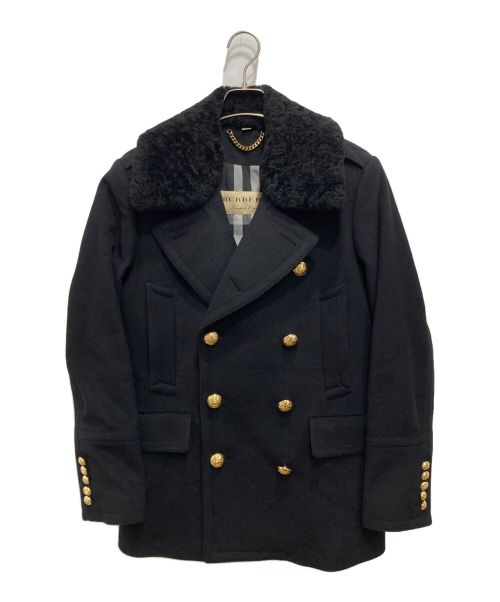 BURBERRY（バーバリー）BURBERRY (バーバリー) ファー付金釦Pコート／Military Pea Coat With Detachable Shearling Collar ブラック サイズ:46の古着・服飾アイテム