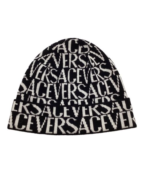 GIANNI VERSACE（ジャンニ・ヴェルサーチ）GIANNI VERSACE (ジャンニヴェルサーチ) ALLOVER RIBBED KNIT Beanie　ビーニー　ニット帽 ブラックの古着・服飾アイテム