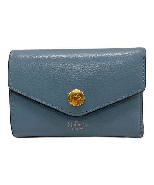 MULBERRY（マルベリー）MULBERRY (マルベリー) フォールデッドプレススタッズマルチカードウォレット 三つ折り財布 スカイブルーの古着・服飾アイテム