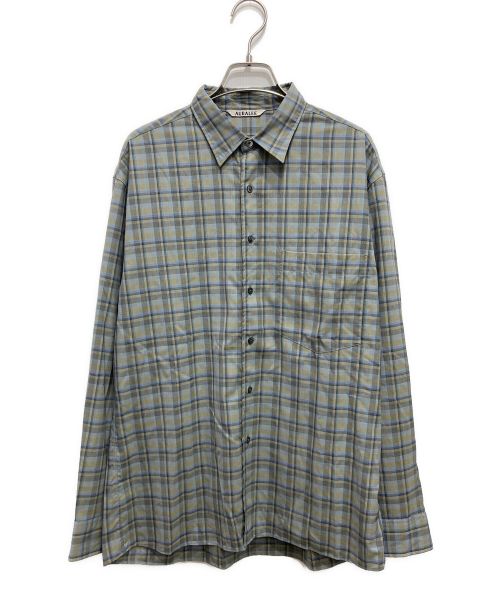 AURALEE（オーラリー）AURALEE (オーラリー) SUPER LIGHT WOOL CHECK SHIRTS グレー サイズ:3の古着・服飾アイテム