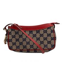 GUCCI（グッチ）の古着「GGキャンバスポーチ」｜レッド×ブラウン