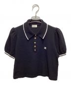 CELINEセリーヌ）の古着「トリオンフ刺繍クロップドポロシャツ／Cropped Triomphe Polo Shirt／23SS」｜ブラック