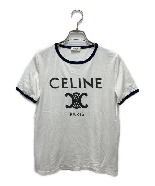 CELINE（セリーヌ）CELINE (セリーヌ) トリオンフ プリント クラシックフィット クルーネックTシャツ ホワイト サイズ:Sの古着・服飾アイテム