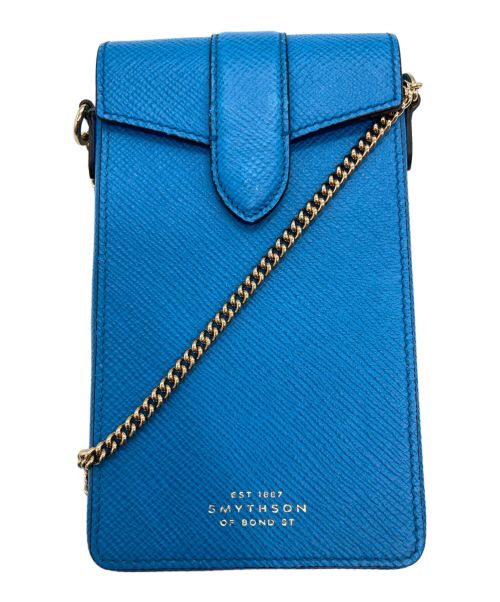 SMYTHSON（スマイソン）SMYTHSON (スマイソン) Panamaレザーチェーン付きスマホケース ブルーの古着・服飾アイテム