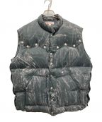 masuエムエーエスユー）の古着「MARBLE BANDANA PUFFER VEST」｜グリーン