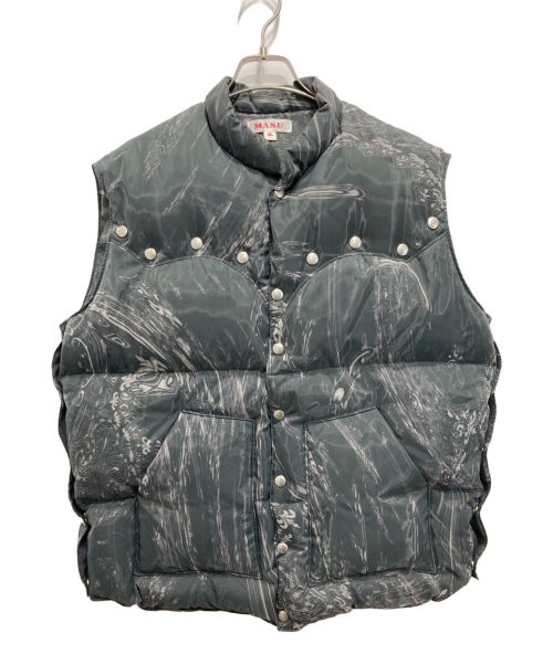 masu（エムエーエスユー）masu (エムエーエスユー) MARBLE BANDANA PUFFER VEST グリーン サイズ:46の古着・服飾アイテム