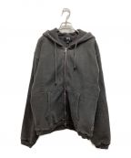 stussyステューシー）の古着「WAFFLE LINED ZIP HOODIE」｜グレー