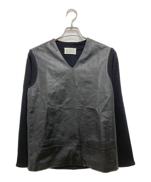 Maison Margiela（メゾンマルジェラ）Maison Margiela (メゾンマルジェラ) レザードッキングニット ブラック サイズ:44の古着・服飾アイテム