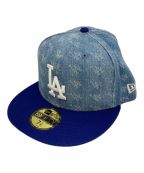 New Eraニューエラ）の古着「59FIFTY Denim Monogram ロサンゼルス・ドジャース ウォッシュドデニム ダークロイヤルバイザー」｜インディゴ