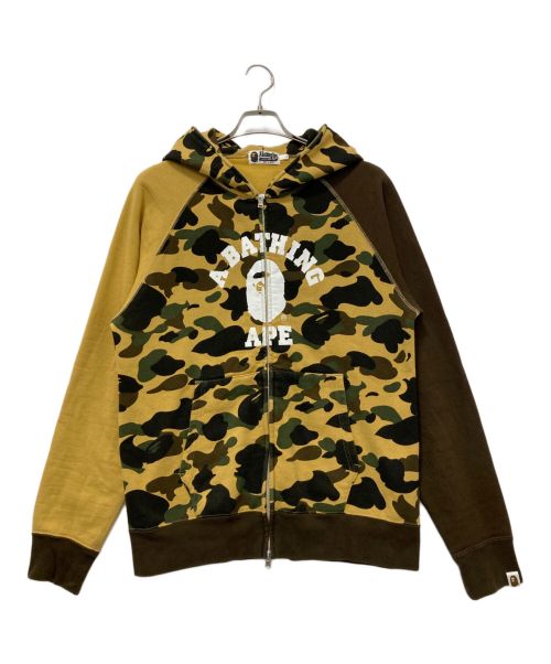 A BATHING APE（アベイシングエイプ）A BATHING APE (アベイシングエイプ) カモ柄フルジップパーカー イエロー×ブラウン サイズ:Lの古着・服飾アイテム