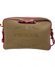 PRADA (プラダ) ロゴジャガードショルダーバッグ ベージュ