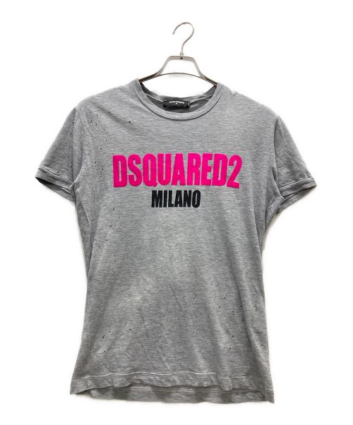 DSQUARED2（ディースクエアード）DSQUARED2 (ディースクエアード) ダメージ加工Tシャツ グレー サイズ:Mの古着・服飾アイテム