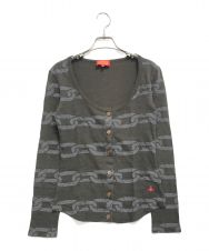 Vivienne Westwood RED LABEL (ヴィヴィアンウエストウッドレッドレーベル) チェーン柄カーディガン グレー サイズ:3