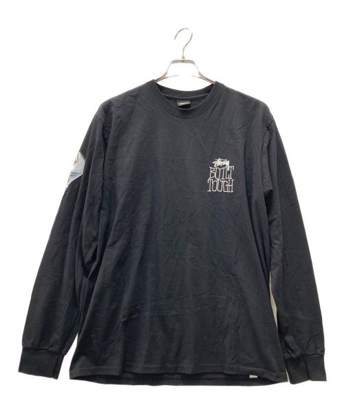 stussy（ステューシー）stussy (ステューシー) レンチプリント袖カットソー ブラック サイズ:Lの古着・服飾アイテム