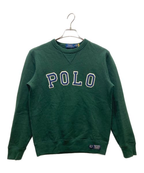 POLO RALPH LAUREN（ポロ・ラルフローレン）POLO RALPH LAUREN (ポロ・ラルフローレン) ワッペンロゴスウェット グリーン サイズ:XSの古着・服飾アイテム