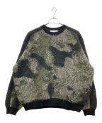 Y-3ワイスリー）の古着「バックロゴカモ柄ニット CAMO KNIT SWEATER」｜ブラック×カーキ