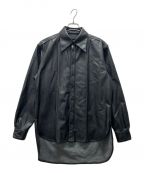 juhaユハ）の古着「SYNTHETIC LEATHER PIN TUCK SHIRT」｜ブラック