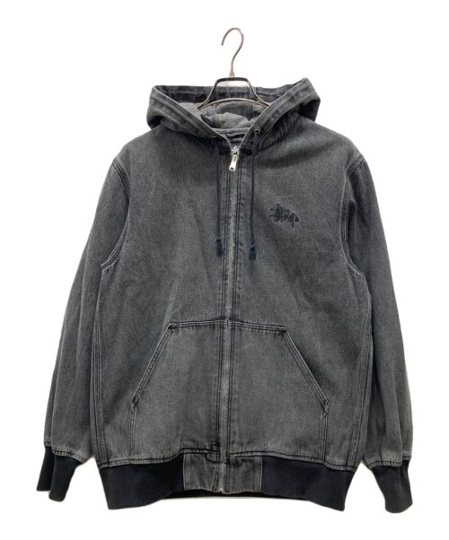 stussy（ステューシー）stussy (ステューシー) バックロゴフーデッドジャケット グレー サイズ:Lの古着・服飾アイテム