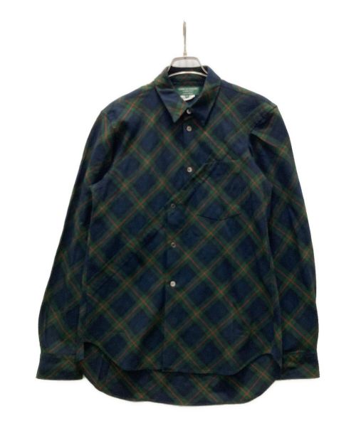 COMME des GARCONS HOMME PLUS（コムデギャルソンオムプリュス）COMME des GARCONS HOMME PLUS (コムデギャルソンオムプリュス) 変形チェックシャツ グリーン サイズ:Sの古着・服飾アイテム