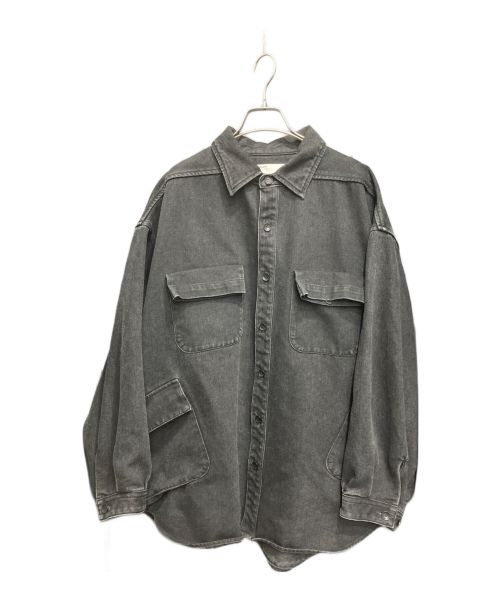 POLIQUANT（ポリクアント）Poliquant (ポリクアント) THE DEFORMED DENIM FATIGUE SHIRT JACKET/デニムファティーグシャツジャケット ブラック サイズ:3の古着・服飾アイテム