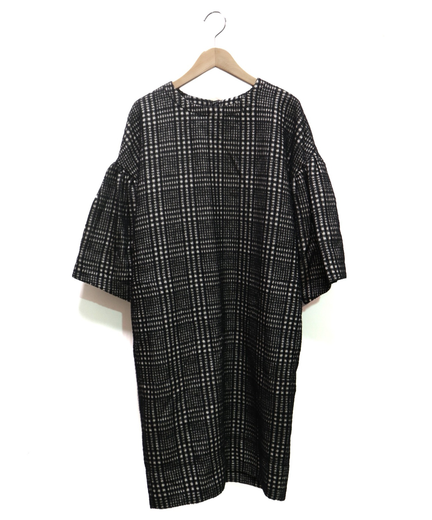 中古 古着通販 Room No 8 ルームエイト Gren Check Big Sleeve Op ブラック サイズ M 未使用品 ブランド 古着通販 トレファク公式 Trefac Fashion