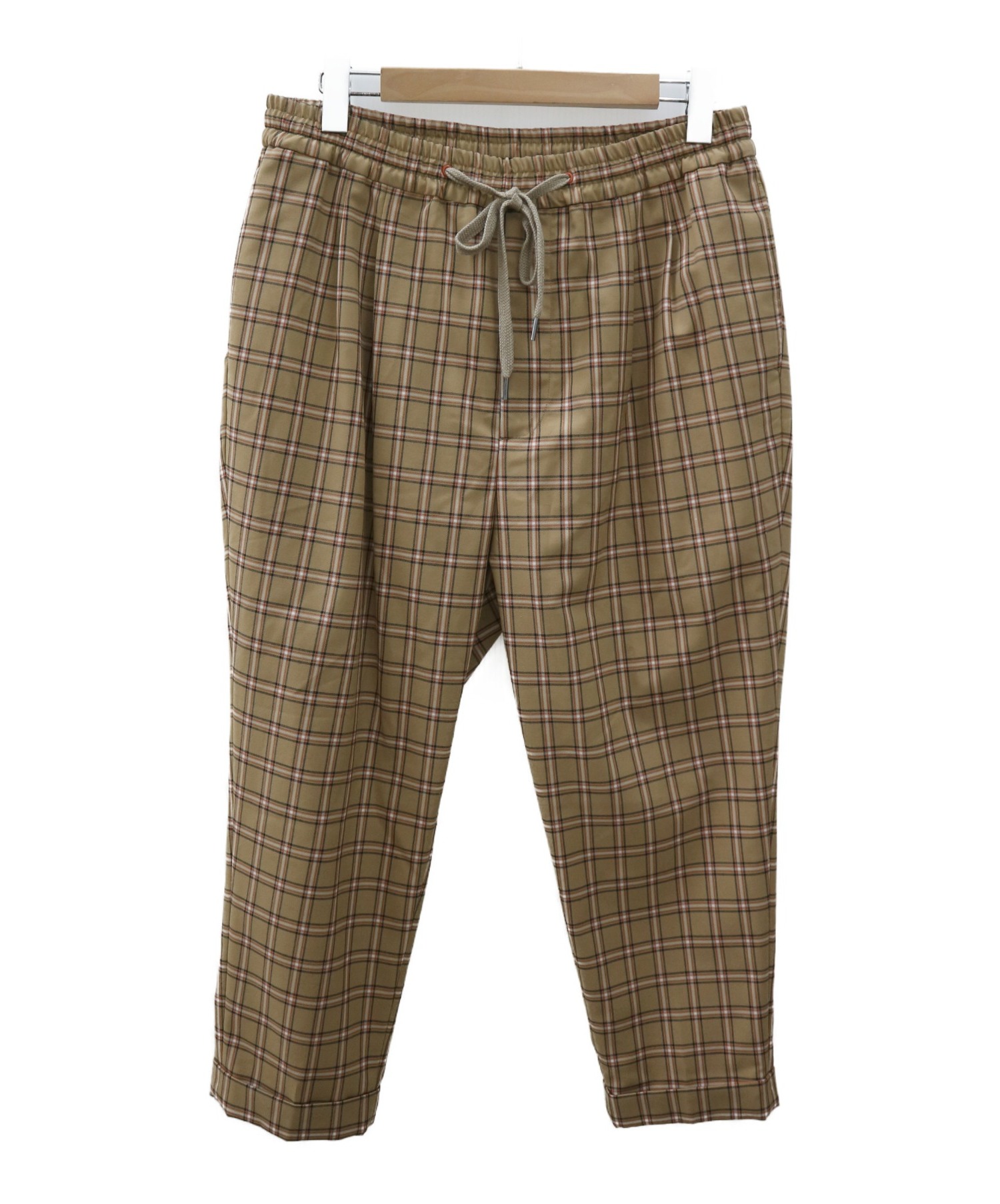 【中古・古着通販】MONKEY TIME (モンキータイム) TW TARTAN CHECK DROPPED ANKLE ベージュ サイズ:L