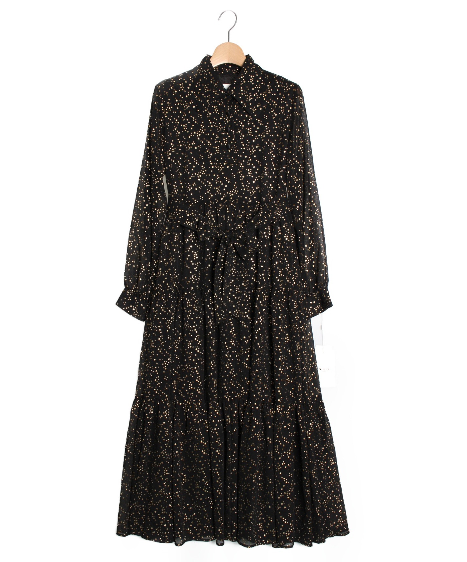 【中古・古着通販】Ameri VINTAGE (アメリビンテージ) TWINKLE WIDENING DRESS ブラック サイズ:S 未使用