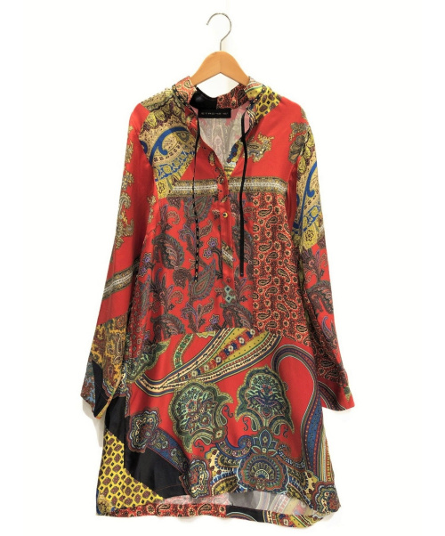 中古・古着通販】ETRO (エトロ) 総柄シルクワンピース レッド サイズ