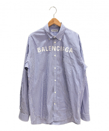 [中古]BALENCIAGA(バレンシアガ)のレディース トップス 刺繍ストライプオーバーシャツ