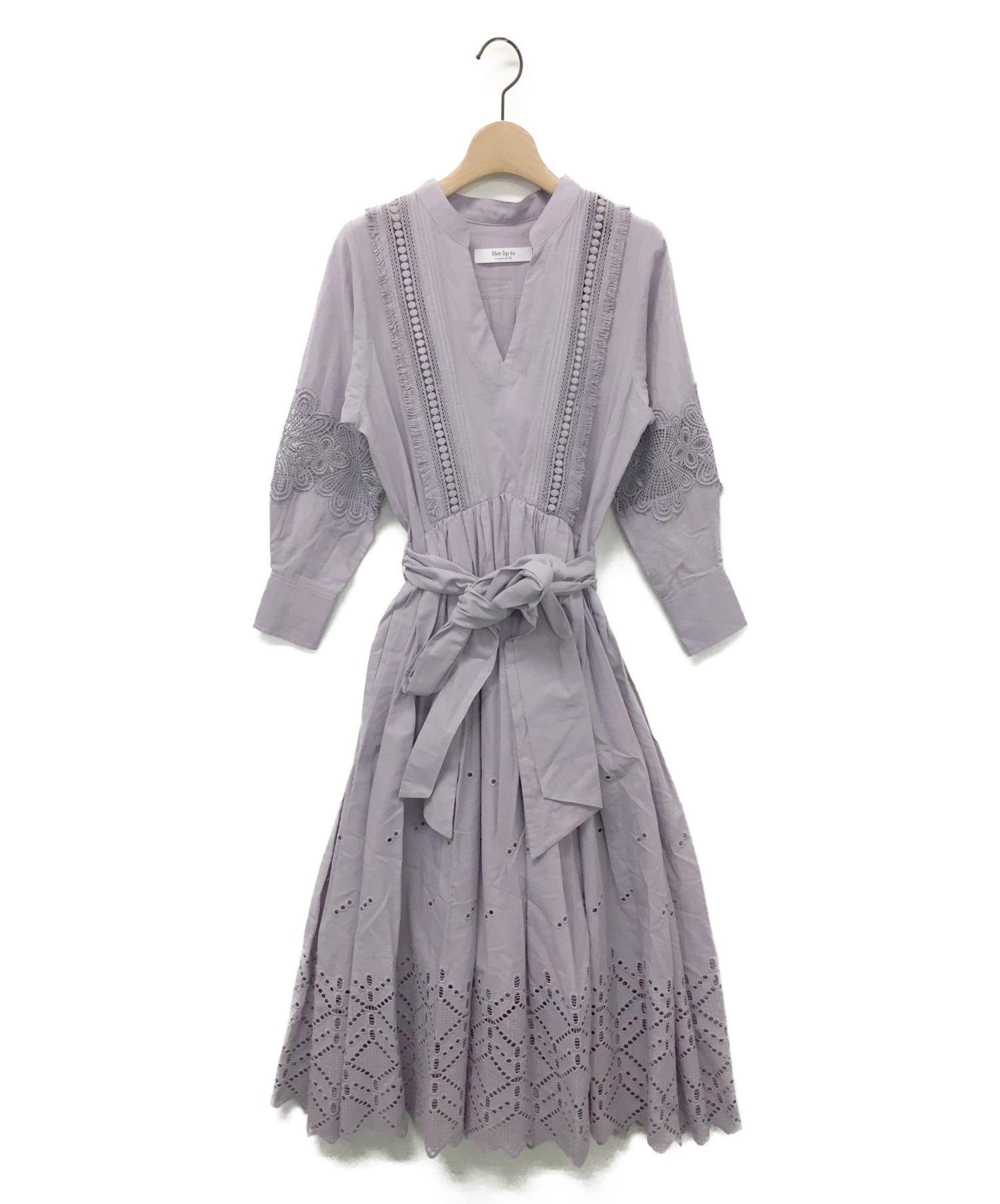 Herlipto♡Belted Embroidered Cotton Dress