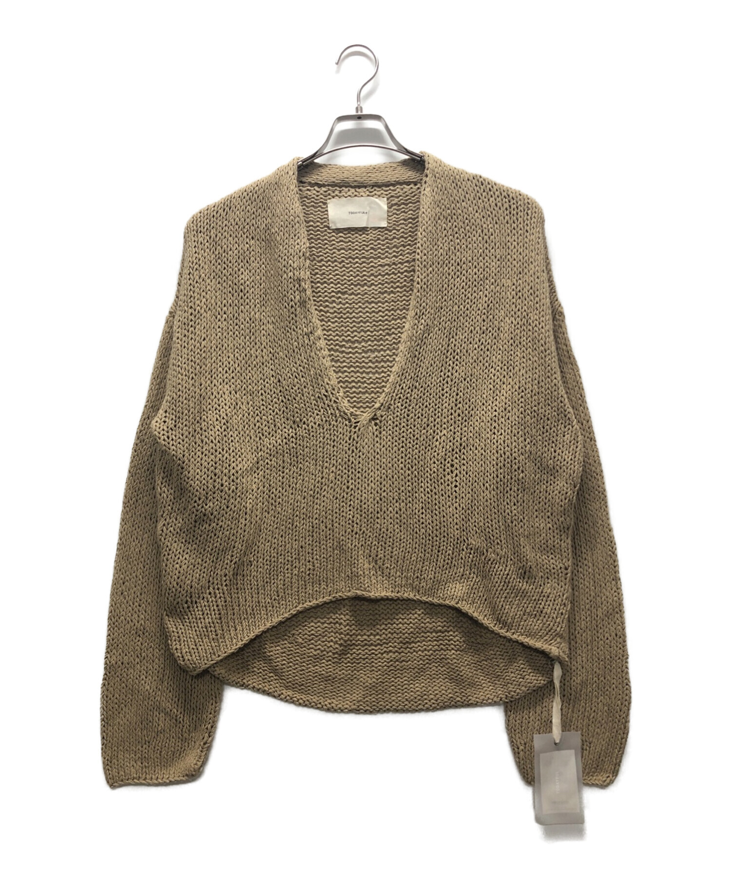5％OFF TODAYFUL Uneck hand knit ベージュ