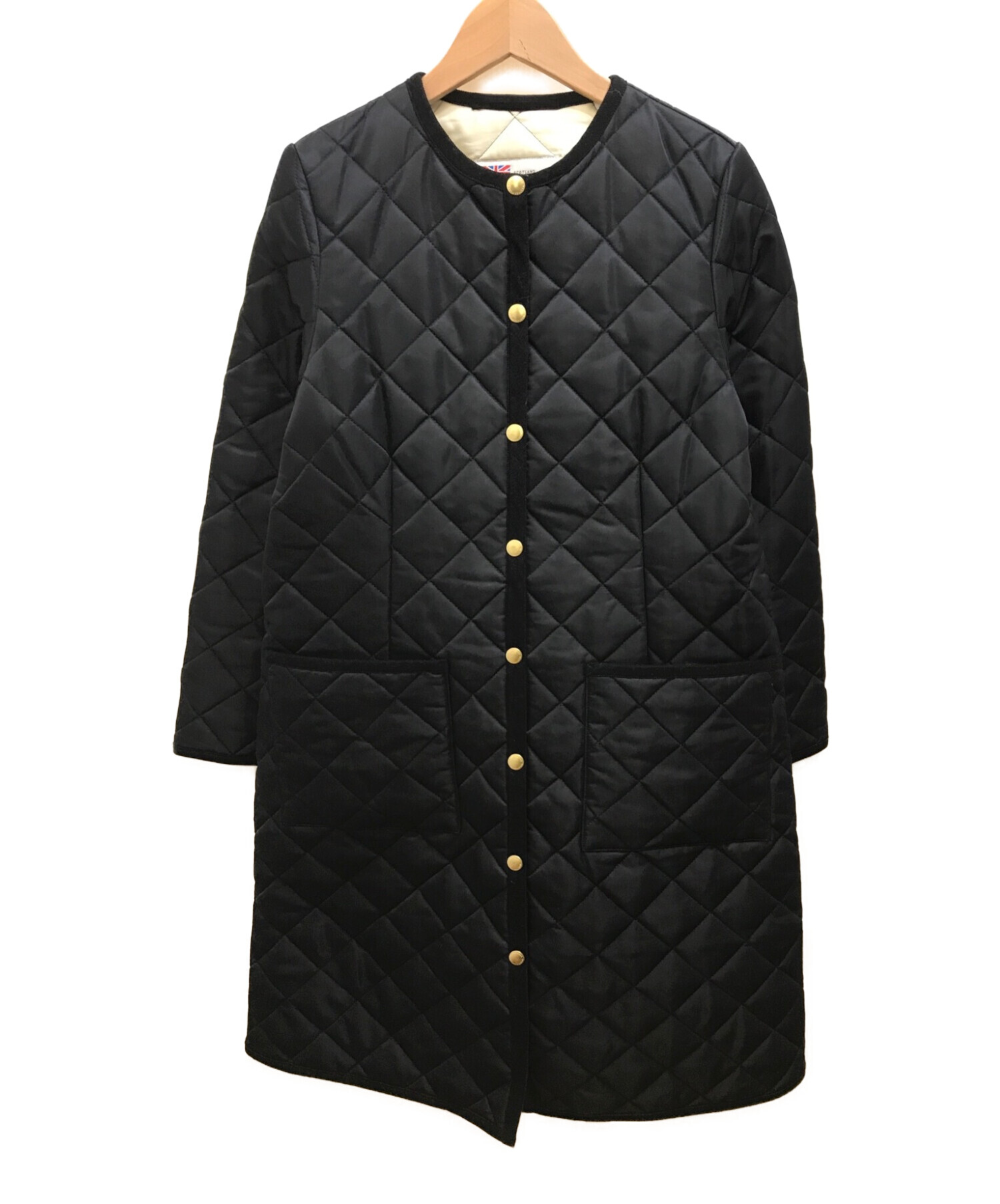 Traditional Weatherwear (トラディショナルウェザーウェア) ノーカラーキルティングコート ブラック サイズ:32