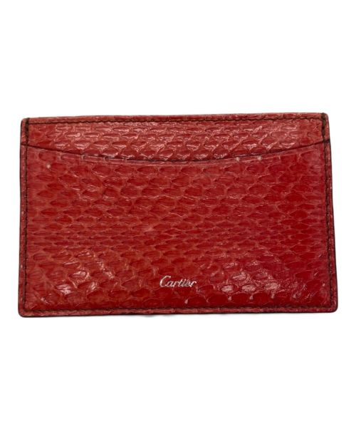 Cartier（カルティエ）Cartier (カルティエ) パイソンレザー名刺入れ レッドの古着・服飾アイテム