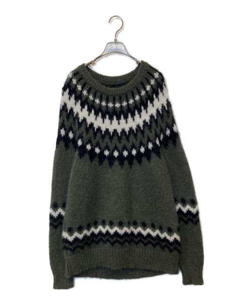 BATONER（バトナ―）BATONER (バトナ―) MOHAIR NORDIC CREW NECK グリーン サイズ:2の古着・服飾アイテム