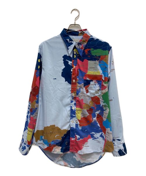 BED J.W. FORD（ベッドフォード）BED J.W. FORD (ベッドフォード) Wardrobe shirt Map pattern スカイブルー サイズ:1の古着・服飾アイテム