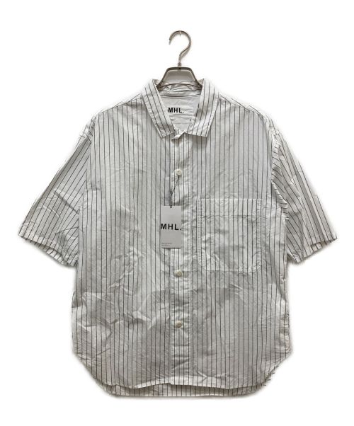 MHL（エムエイチエル）MHL (エムエイチエル) WASHED STRIPE COTTON SS SHIRT ホワイト サイズ:Mの古着・服飾アイテム