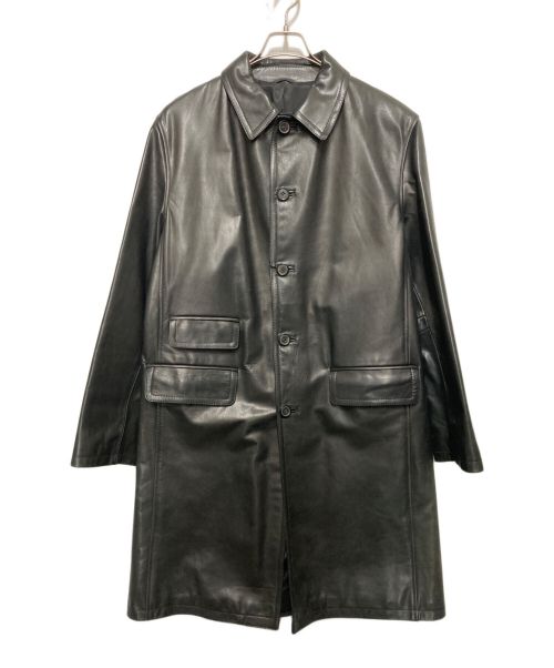 PRADA（プラダ）PRADA (プラダ) レザーコート ブラック サイズ:52の古着・服飾アイテム