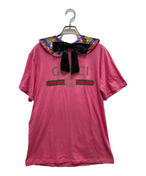 GUCCI（グッチ）GUCCI (グッチ) グッチ　襟付Tシャツ ピンク サイズ:XSの古着・服飾アイテム