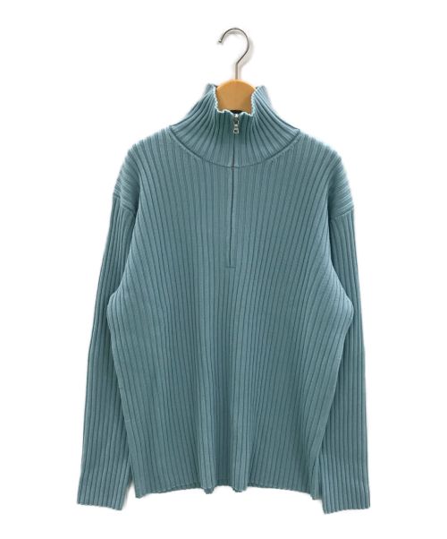 AURALEE（オーラリー）AURALEE (オーラリー) LAMB WOOL WIDE RIB HALF ZIP P/O スカイブルー サイズ:4の古着・服飾アイテム