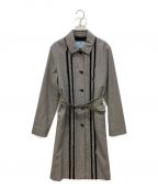 PRADAプラダ）の古着「houndstooth fril coat 千鳥格子柄コート 55349」｜ブラック