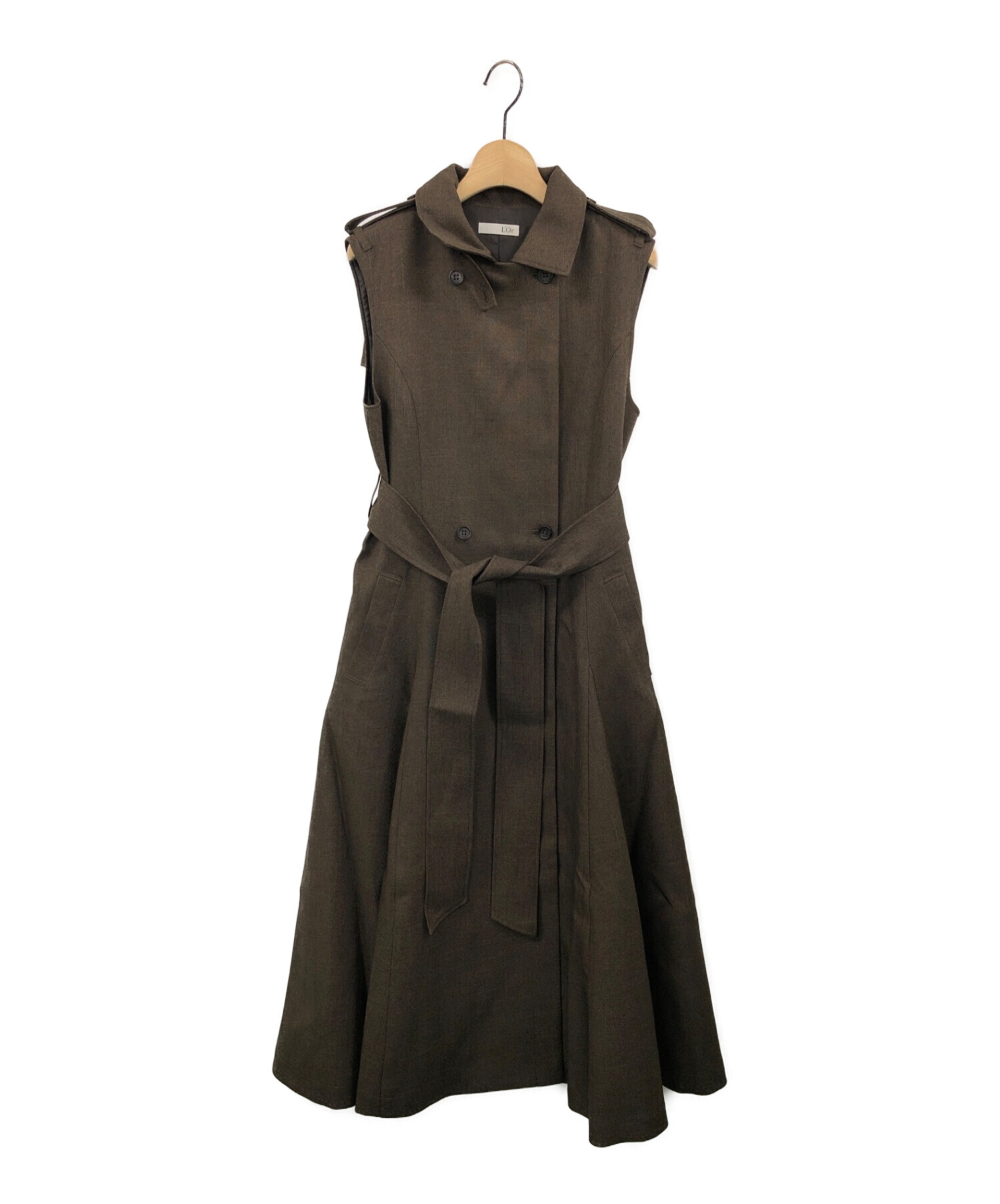 l´or sleeveless coat dress ブラウン-