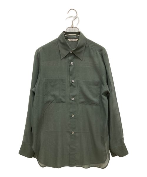 AURALEE（オーラリー）AURALEE (オーラリー) WOOL RECYCLE POLYESTER SHHER SHIRT A21SS01RM グリーン サイズ:1の古着・服飾アイテム