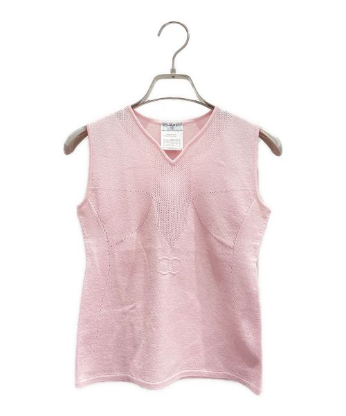 CHANEL（シャネル）CHANEL (シャネル) Coco Mark Logo Tank Top ライトピンク サイズ:36の古着・服飾アイテム