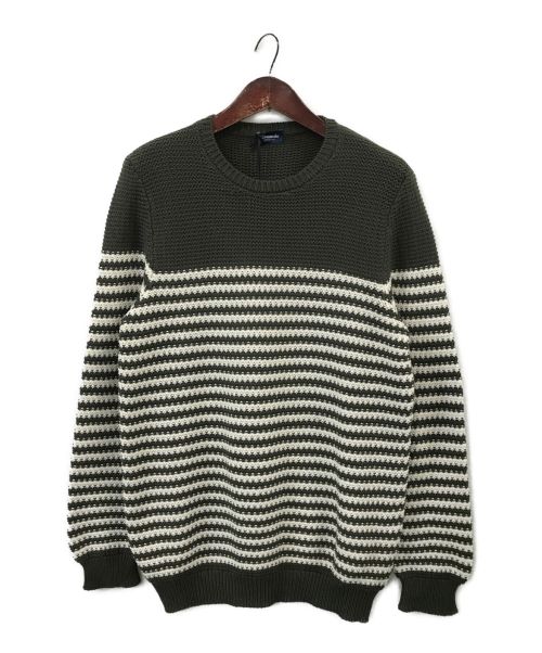 Drumohr（ドルモア）Drumohr (ドルモア) 5G Cotton Border crew knit カーキ サイズ:52の古着・服飾アイテム