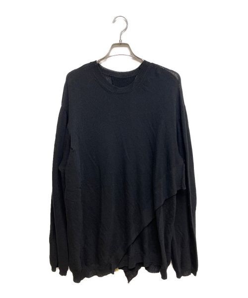 Yohji Yamamoto pour homme（ヨウジヤマモト プールオム）Yohji Yamamoto pour homme (ヨウジヤマモト プールオム) 12G4PLY SLANT PLAIN STITCH ROUND NECK LONG SLEEVES ブラック サイズ:3の古着・服飾アイテム