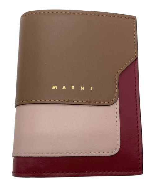 MARNI（マルニ）MARNI (マルニ) コンパクトウォレット サフィアーノレザー バイカラー 2つ折り財布 ボルドーの古着・服飾アイテム