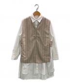 Ameri VINTAGEアメリヴィンテージ）の古着「LOGO STRIPE VEST SET TUNIC SHIRT」｜ベージュ