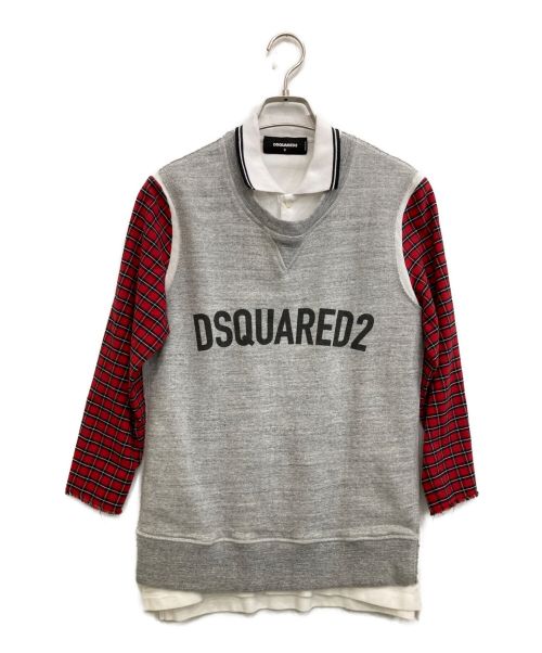 DSQUARED2（ディースクエアード）DSQUARED2 (ディースクエアード) ドッキングポロシャツ グレー サイズ:Sの古着・服飾アイテム